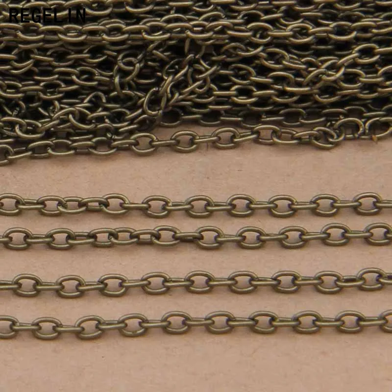 REGELIN antique bronze/gold/silver jewelry Chains 5meter/lot 2x3/2.5x3.5mm/3x4mm fashion jewelry Diy jewelry accessories