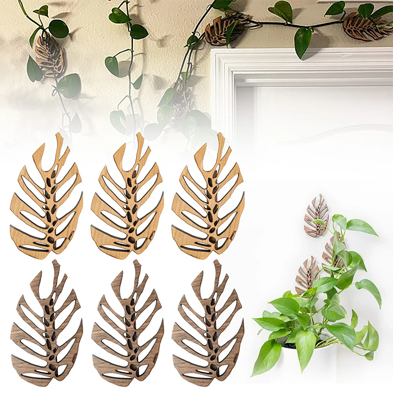 

1/3pcs Wooden Climbing Plant Wall Clip Monstera Leaves Shape Vine Bracket Fixed Buckle Traction Holder Garden Plants Support