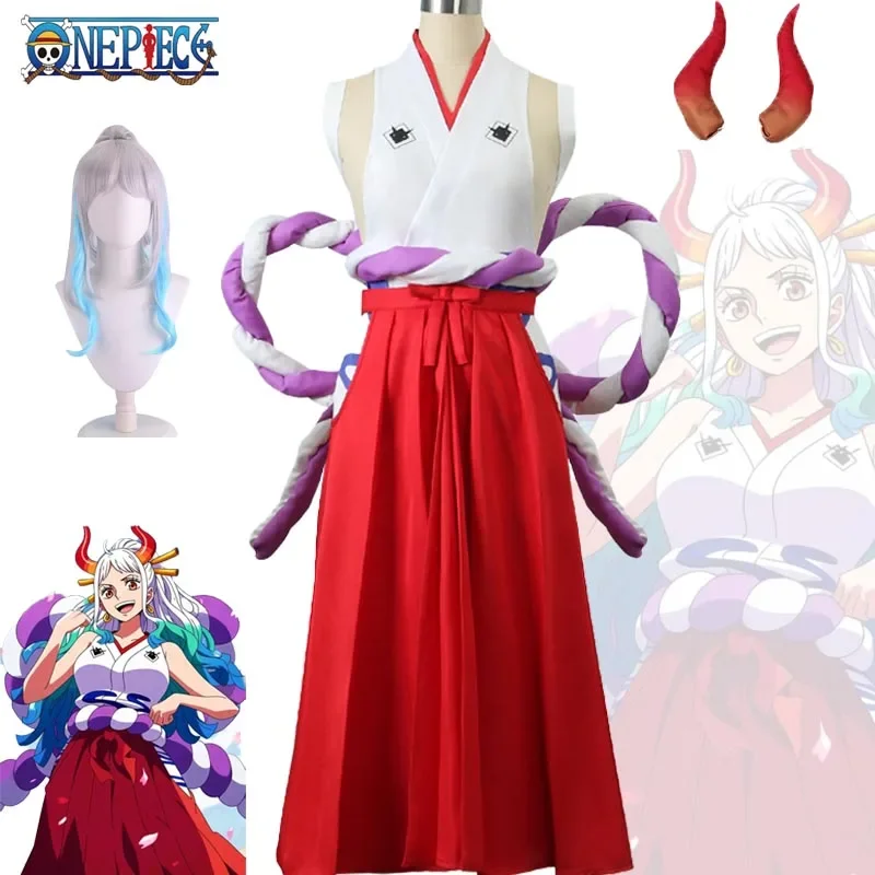 Anime Yamato OnePiece Cosplay Costume Kimono Dress Uniform Wig Top Skirt Headwear Full Set Halloween Carnival Suits for Adult *.
