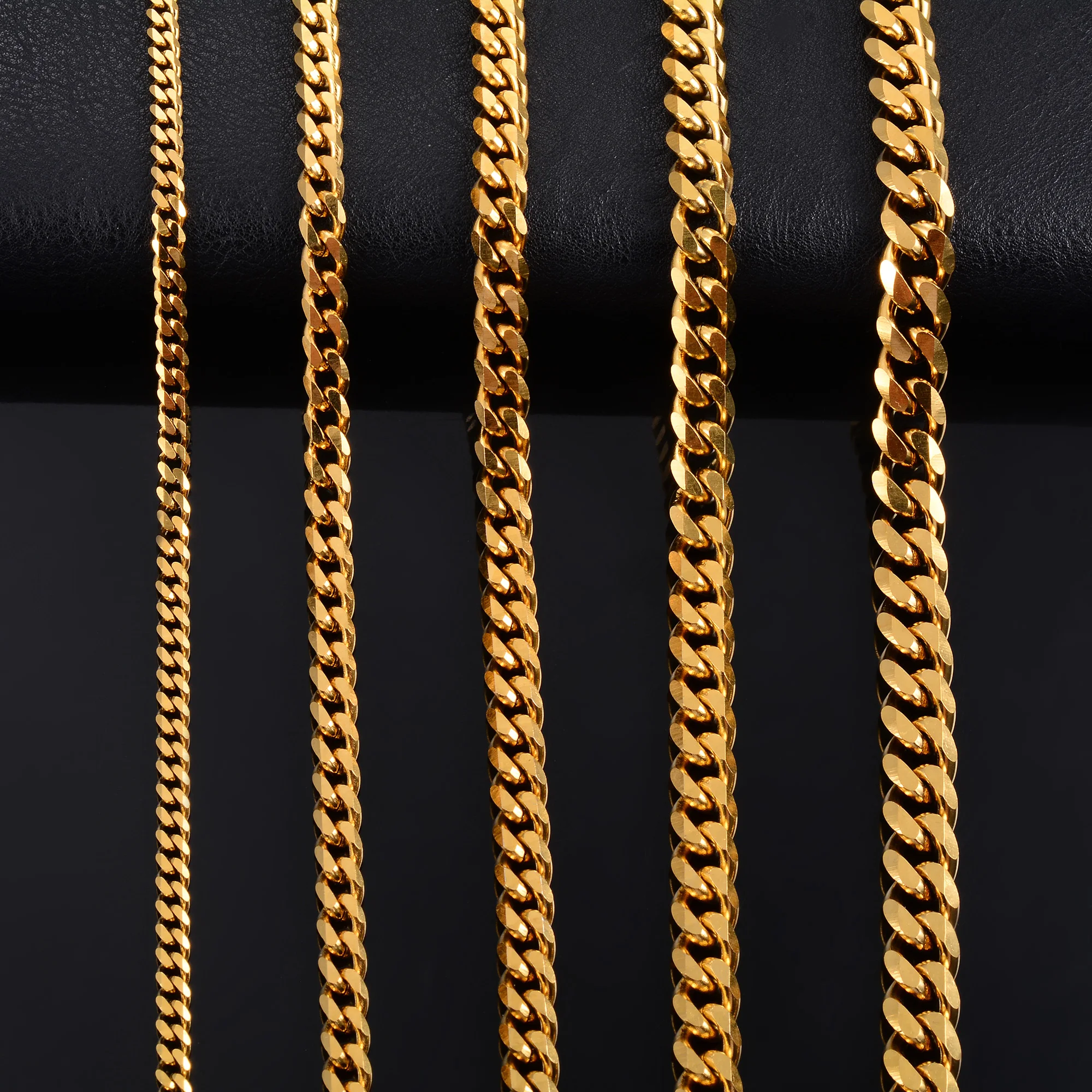 Stainless Steel Link Cuban Chain for Men Gold Color Plated Chunky Long Necklace Women Rock Punk Boy Choker Jewelry Accessories