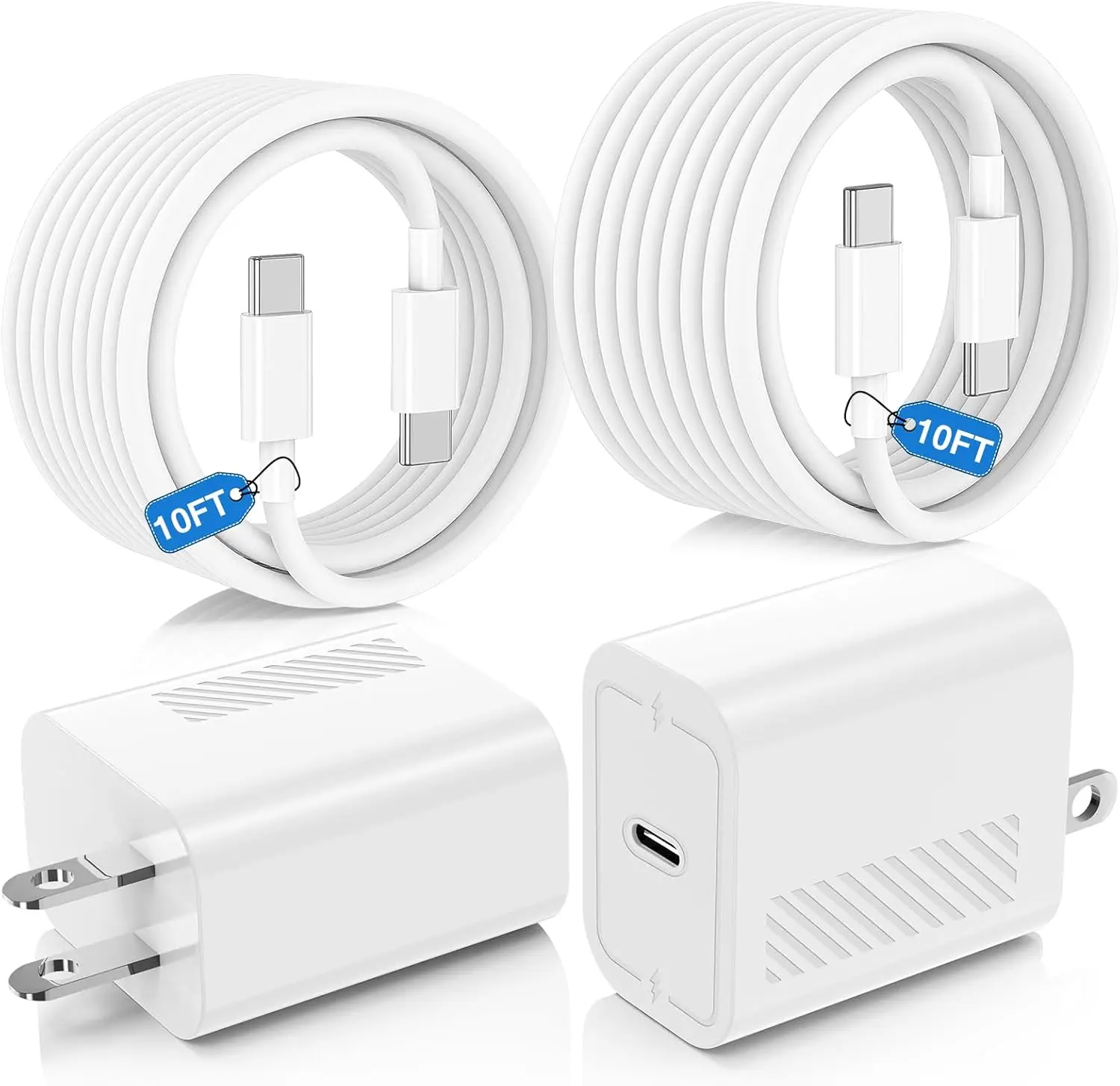 

40W USB C Fast Charger for iPhone 17/16/15, 2Pack 10FT Type C Charger Block & Cable, PD 3.0 Super Fast Charging for iPad Pro MacBook Air, AirPods