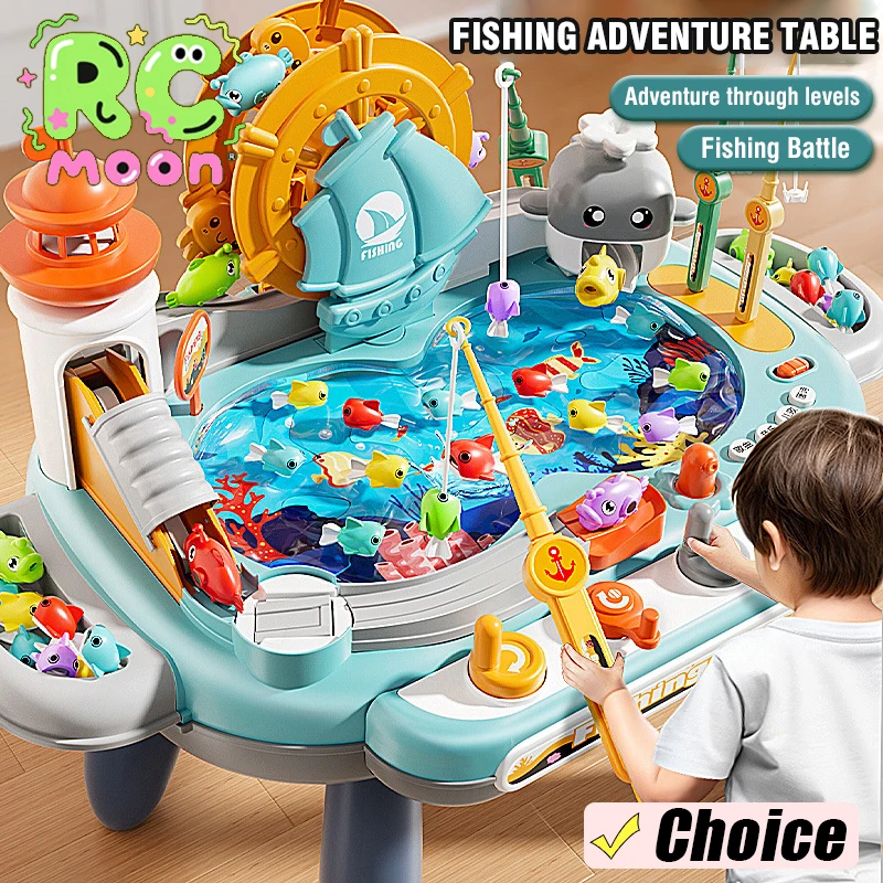 Children's Fishing Adventure Table Outdoor And Indoor Multi-Funshional Strong Awareness With Music Fun Magnetic Fishing Toys