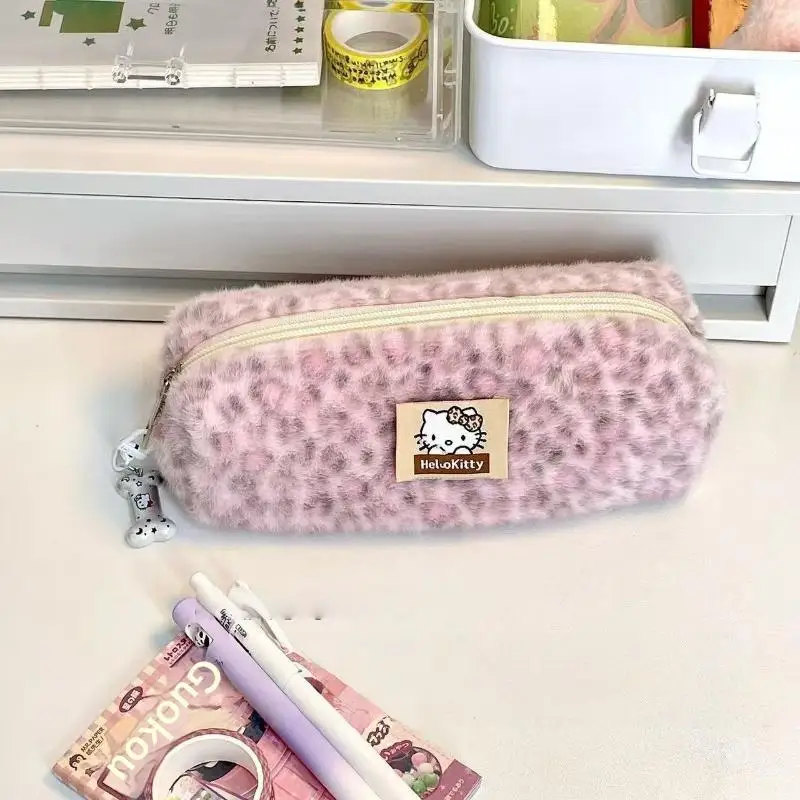 1 stks Hello Kitty Pluche Etui Grote Capaciteit Leuke KT Kat Briefpapier Doos Opbergtas Make-up Tas Anime Gift
