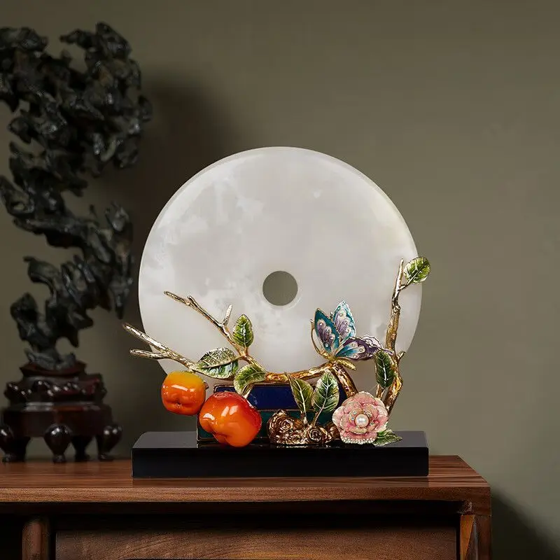 Ping An buckle jade ornament, living room entrance decoration, household collection
