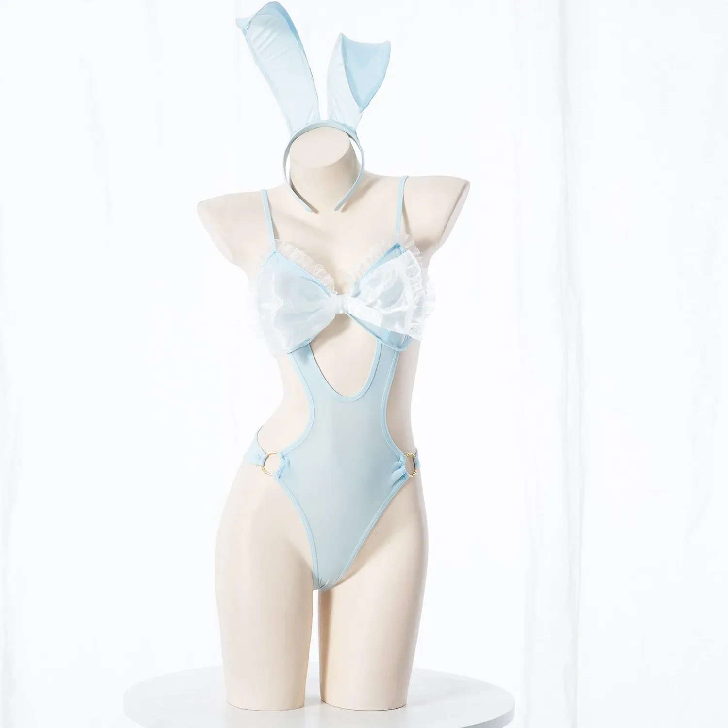 

2025 Swimwear Rabbit Sweet Girl Bodysuit Sexy Kawaii Cosplay Butterfly Lace Lingerie Set For Women Bunny 2Pcs Outfit Woman
