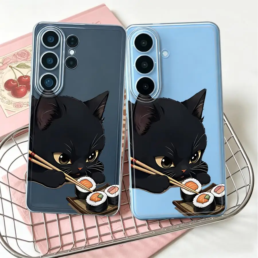 Sushi Cat Kawaii Phone Cover Case for Samsung Galaxy S26 Ultra Note 20 Ultra 10 S20 Plus S21 S22 FE S25 Edge S23Ultra S24 S23