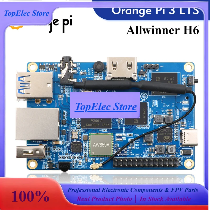 ToPESsOrange Pi 3 LTS Single Board Computer 2GB RAM AllWinner H6 8GB EMMC Development Board Computer Run Android9.0 Ubuntu Debia