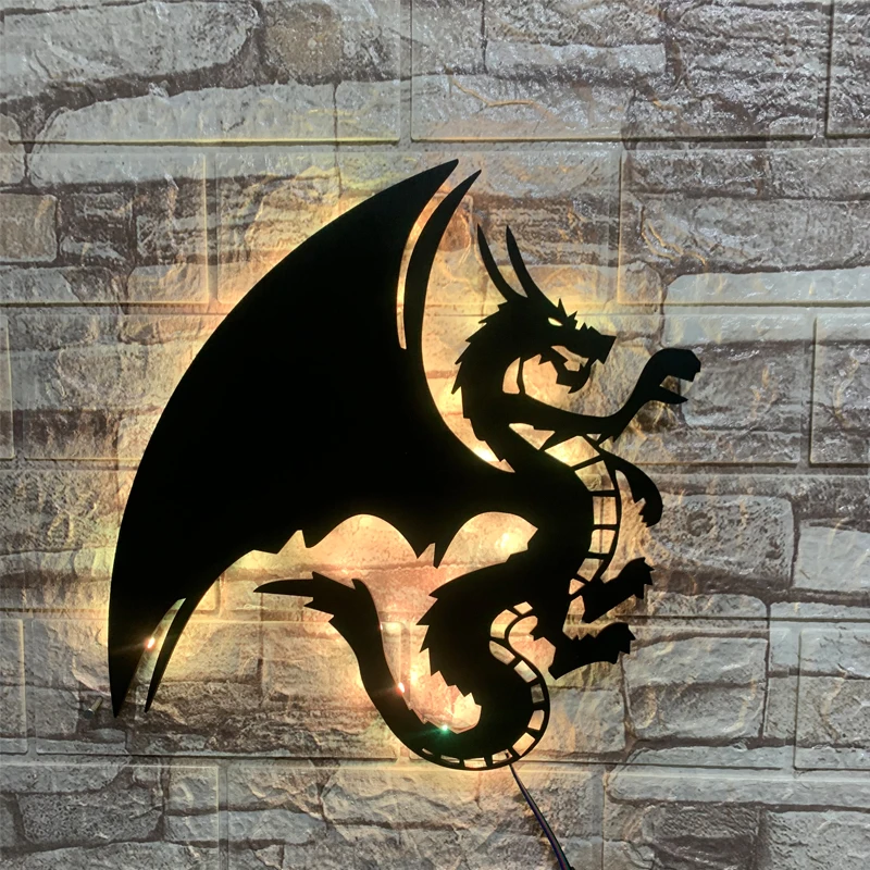 ZK50 Modern Cool Dragon LED Wall Light Remote Control Atmosphere Sign Light Interior Decoration Night Light USB Plug-in Pendant