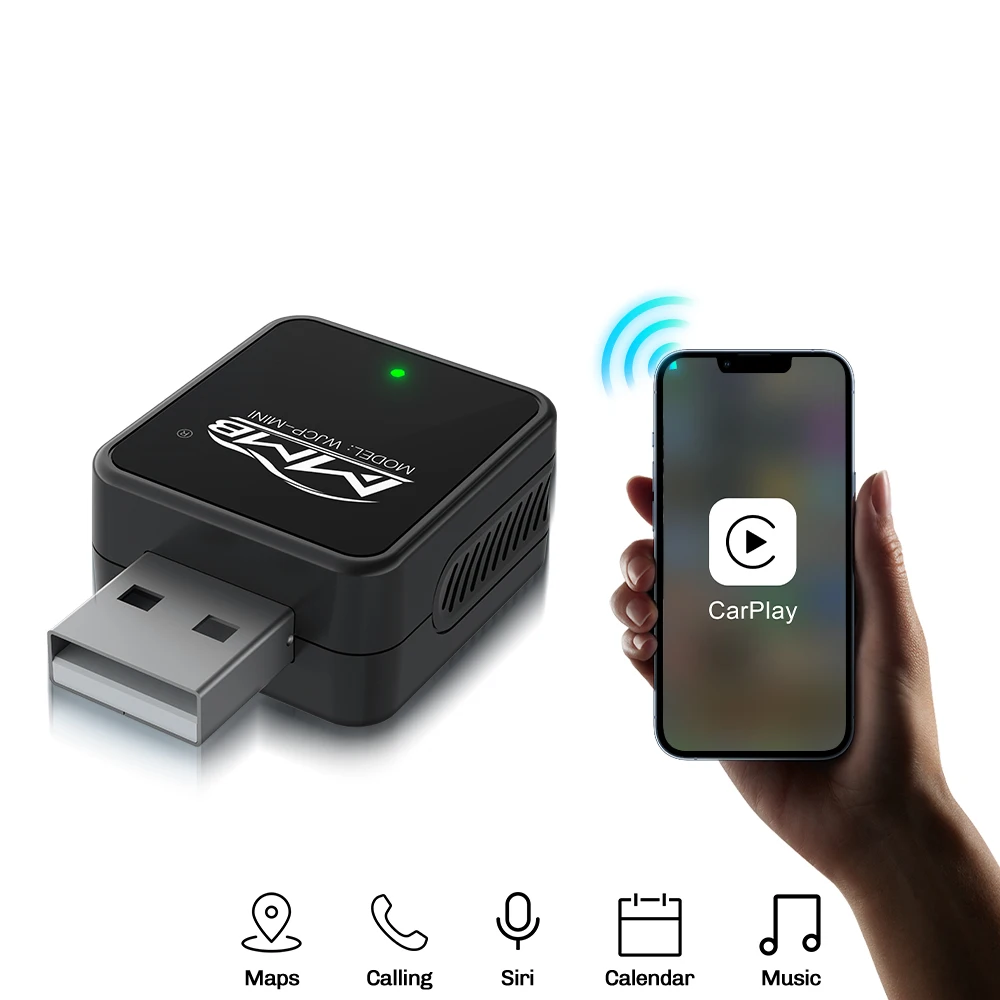 MMB سلكي إلى محول CarPlay صغير لاسلكي التوصيل والتشغيل BT5.2 WiFi FOTA ترقية توصيل تلقائي سريع مريح لـ Apple CarPlay