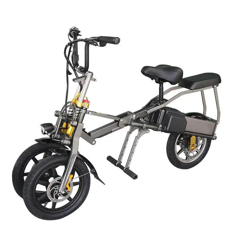 

Inverted three-wheeled electric scooter, small pullable parent-child folding adult unisex dual battery ultra-light travel