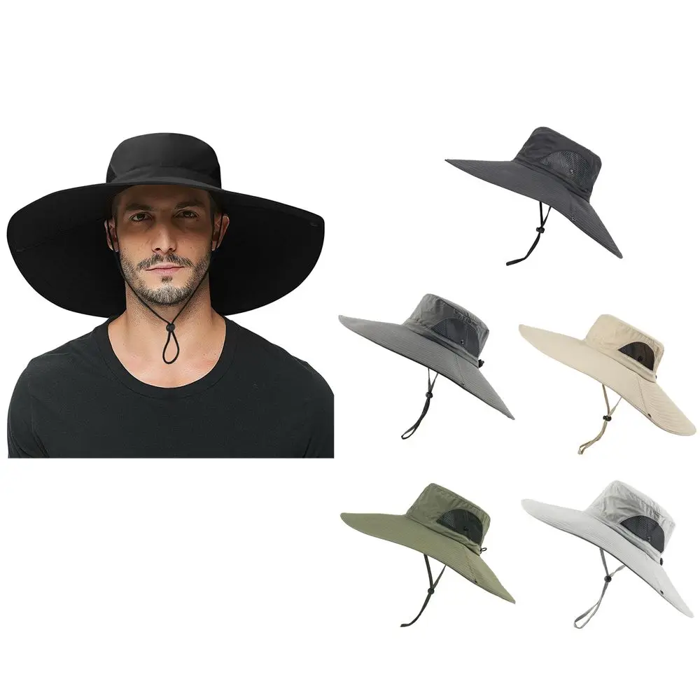 

Hiking Men Women Breathable Wide Visor Brim Hat Boonie Bucket Cap Sun Fisherman Hat Summer Fishing