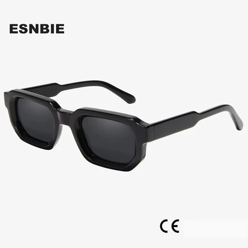Gafas de sol rectangulares gruesas y negras de alta calidad para hombre y mujer, gafas cuadradas Punk de acetato polarizado, gafas UV400 estilo Rock Hip Hop