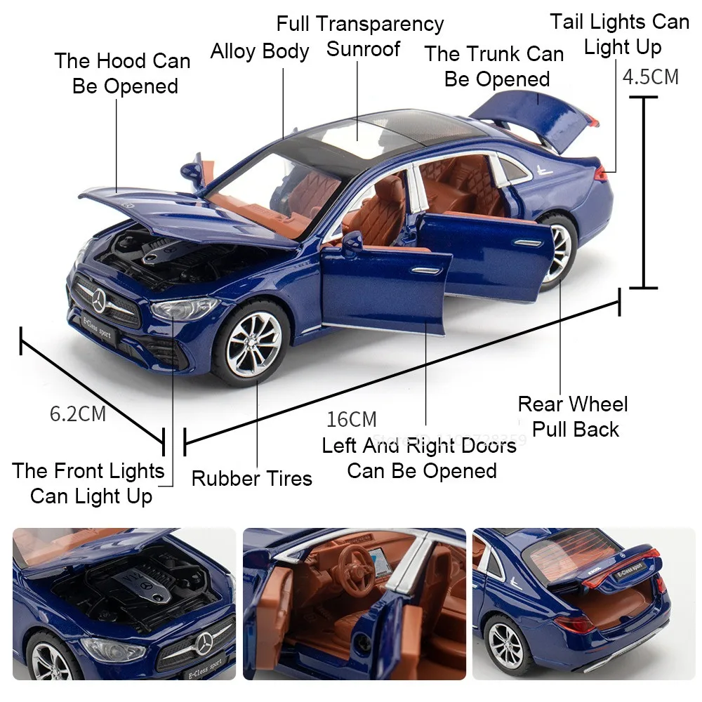 1:32 E300L C260L modèle de voiture jouet en alliage moulé sous pression son lumière portes ouvert tirer arrière pneus en caoutchouc ornement modèles de voiture pour enfants cadeaux