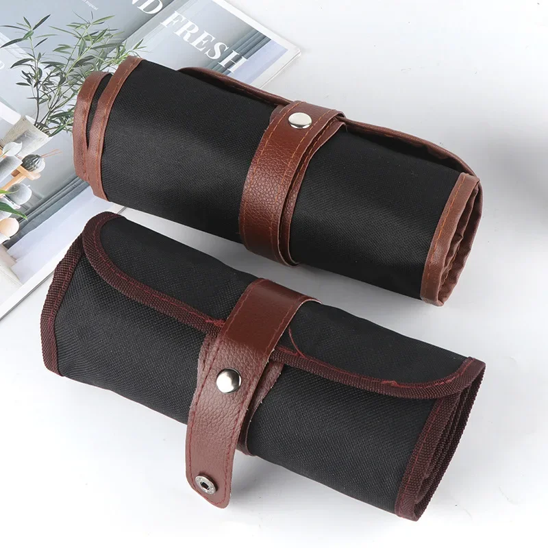 Imagem -06 - Lona Roll up Pen Cortina Pencil Bolsa Maquiagem Brush Case Wrap Holder Bolsa de Armazenamento Organizador de Artigos de Papelaria 24 Buracos 36 Buracos 48 Buracos 72 Buracos