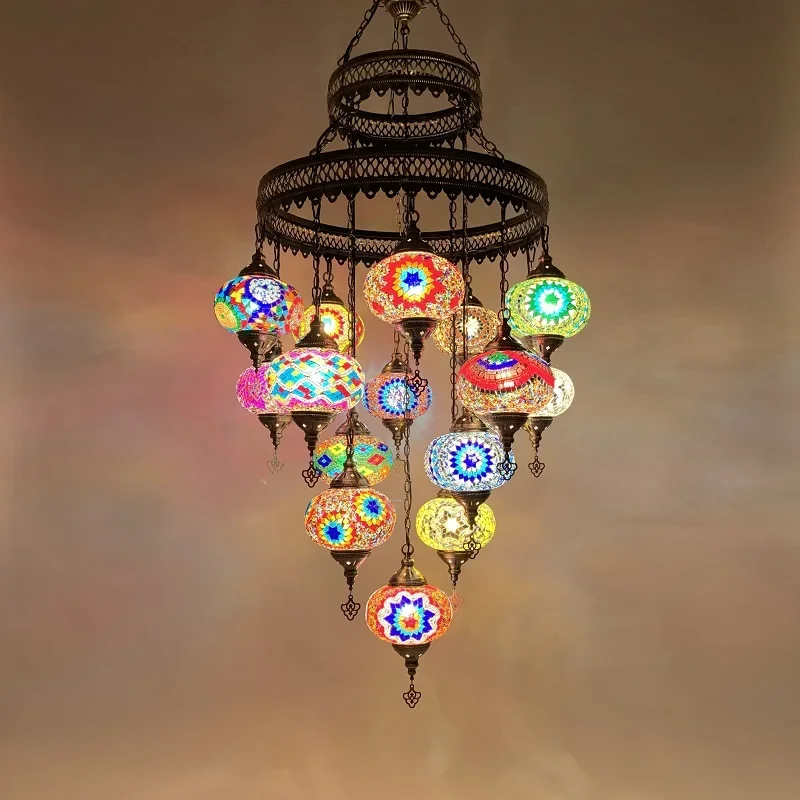 Villa Living Room Duplex Floor Staircase Chandelier Specialty Restaurant Hotel B & B Bar Turkish Handmade Chandelier