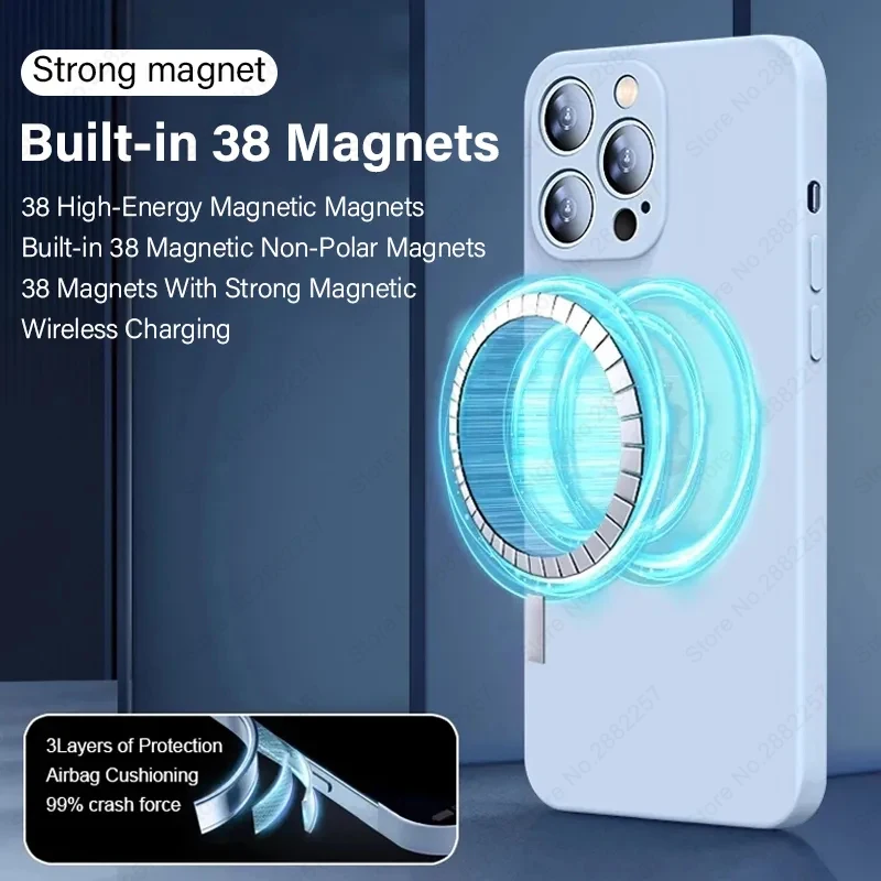 Original Liquid Silicone Magnetic Cases For Magsafe Case For iPhone 15 14 13 11 12 Pro Max Plus Shockproof Cover Accessories