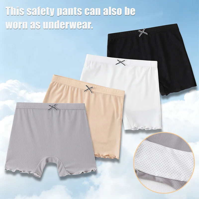 4/5-piece Set Of Girls' Seasonal Cute Bow Safety Pants, Breathable Underwear, Comfortable And Soft Bottom Shorts, Home Pants
