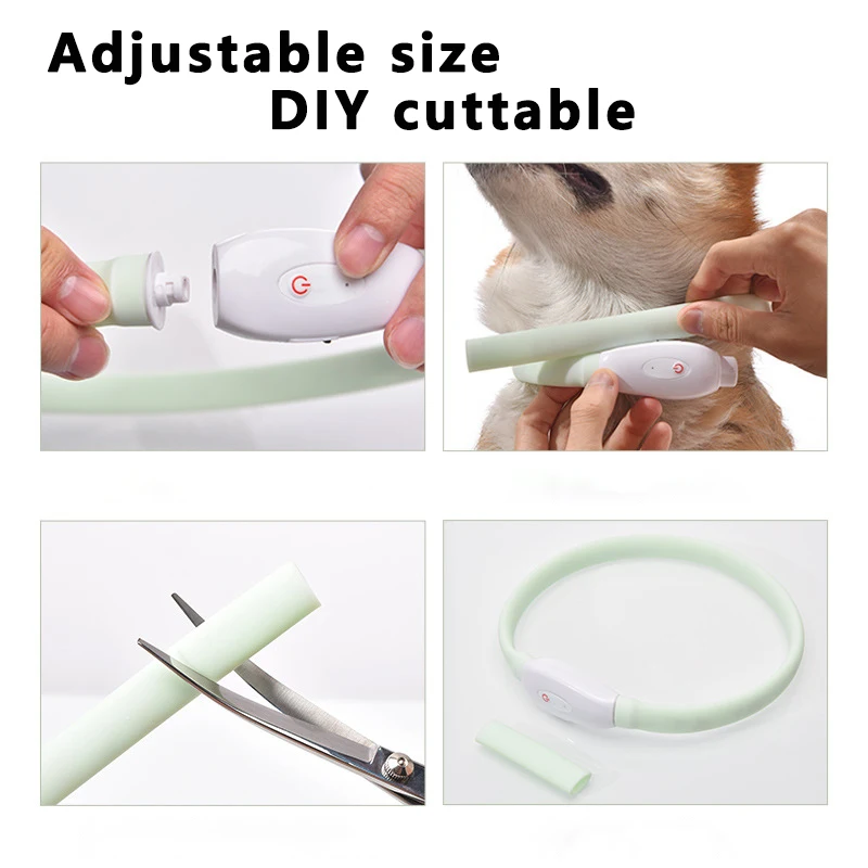 USB wiederaufladbares leuchtendes Halsband für große und kleine Hunde, LED-leuchtendes Hundehalsband, 9 Blinkmodi, verstellbares weiches Silikonhalsband – Detail 6