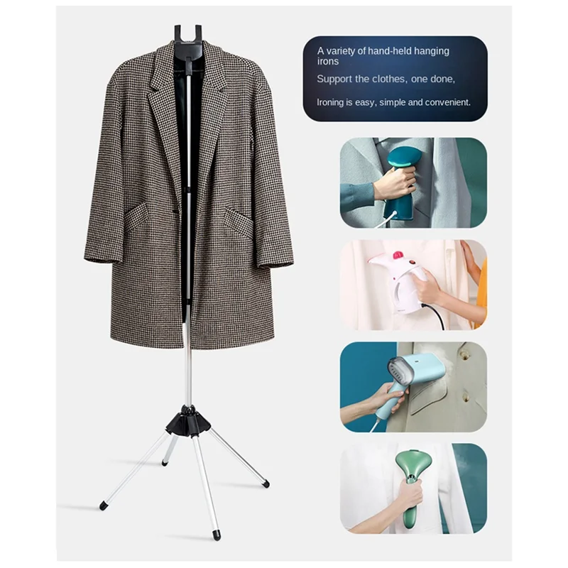 

ABRE-Household Floor Hanging Ironing Rack Display Rack Clothes Hanger Clothing Foldable Tripod Steam Hanger