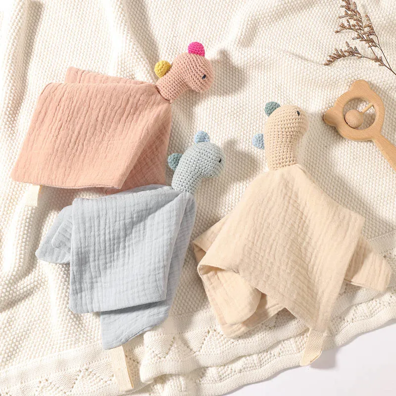Personnalisation bébé doudou Cotton Baby Absorbent Soothing Toys Blankets Crochet Animal Shape Towels Kids Knitted Security Blan