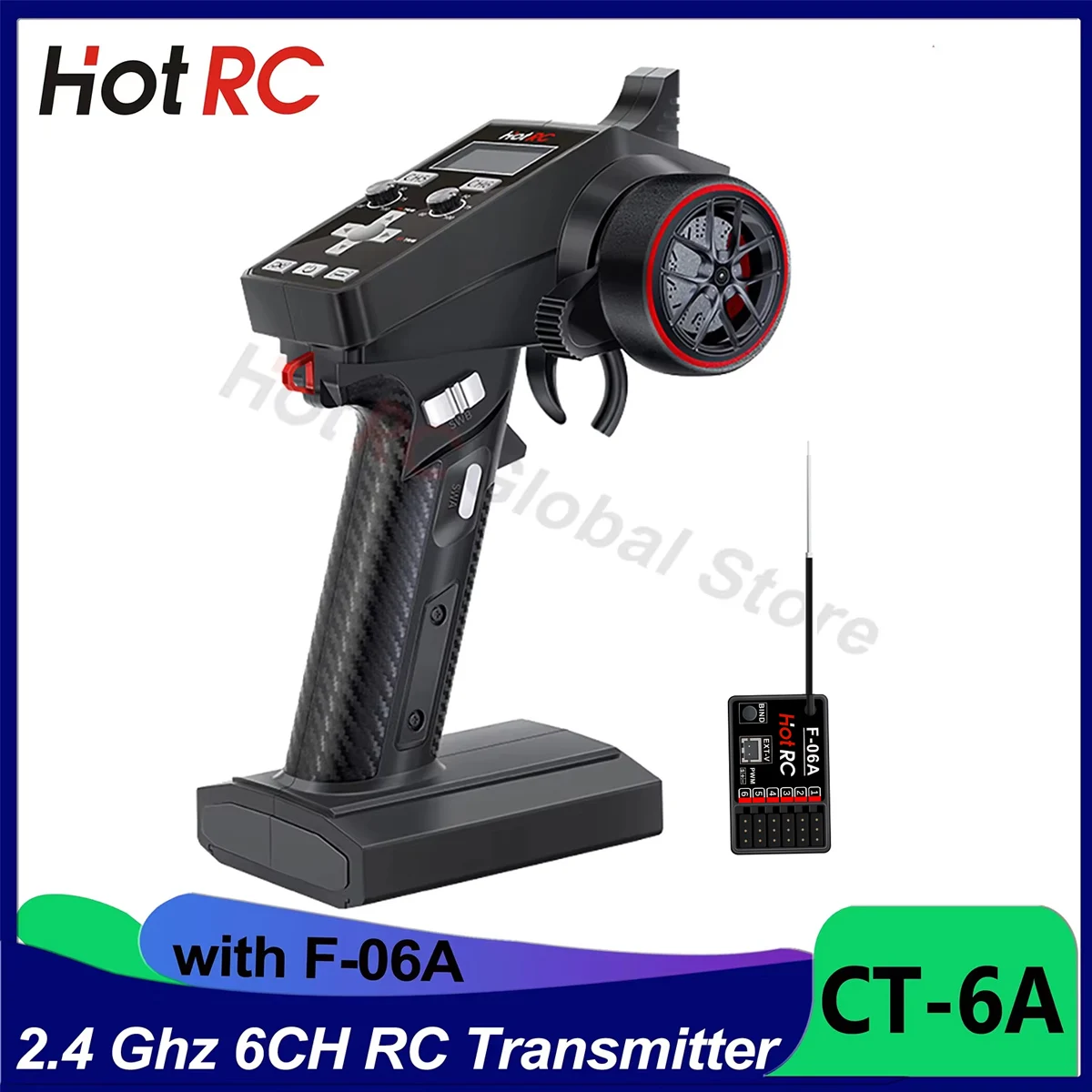 

NEWEST HOTRC CT-6A 2.4GHz 6CH 6 Channels One-handed Control Radio Transmitter 300m Distance For RC Toy Car Boat Drone Parts