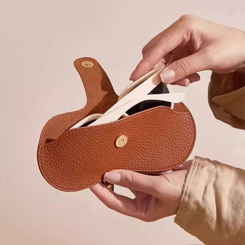 Portable Glasses Bag Soft Leather Sunglasses Pouch Slim Fashion Glasses Case Holder Glasses Organizer Travel Sunglasses Pouch image 3