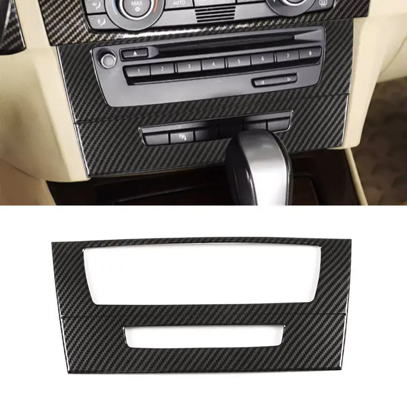 

For BMW 3 Series E90 E92 E93 2005-2012 Car ABS Carbon Fiber Texture Center Console CD Volume Control Panel Frame Cover Trim