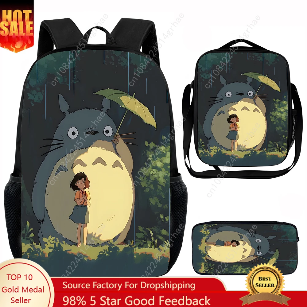 

Cartoon Movie My N-neighbors T-totoros Child School Backpack with Lunch Bags ,Pencil Bags ,School Bags for Boys Girls Best Gift