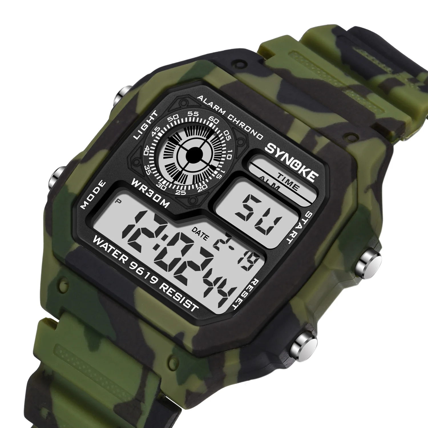 SYNOKE Multifunctional Digital Sport Watch Men Camouflage Waterproof Mens Wristwatches Fashion Retro Male Watches reloj hombre