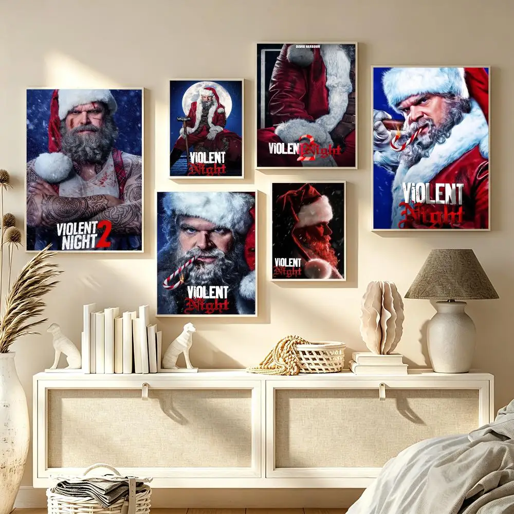 New Movie V-Violent Night 2 Poster Trendy Aesthetic Wall Art high-end Bedroom Home Cafe library Decor