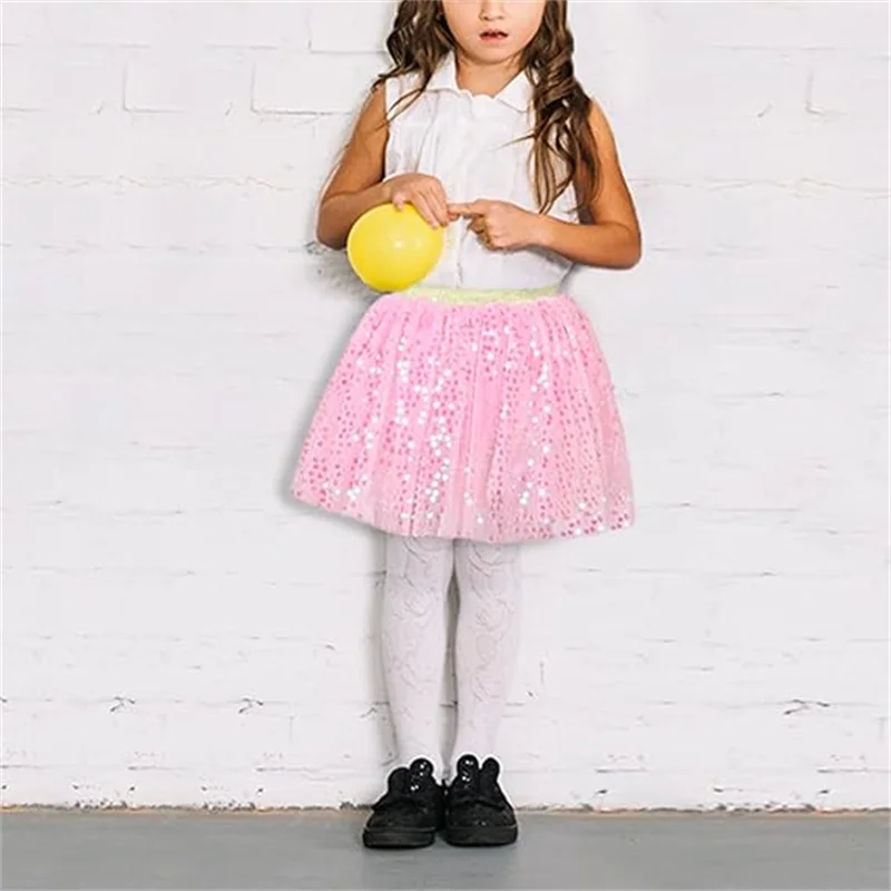 Girls Sequin Skirts Toddler Tutu Skirt Tulle Dance Skirts Girls Birthday Fashion Clothes