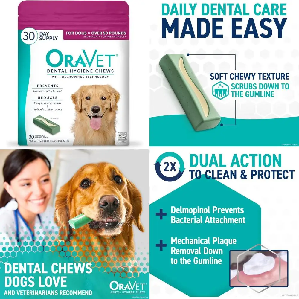 

Жевательные таблетки для ухода за полостью рта крупных собак, розовая упаковка, 30 штук