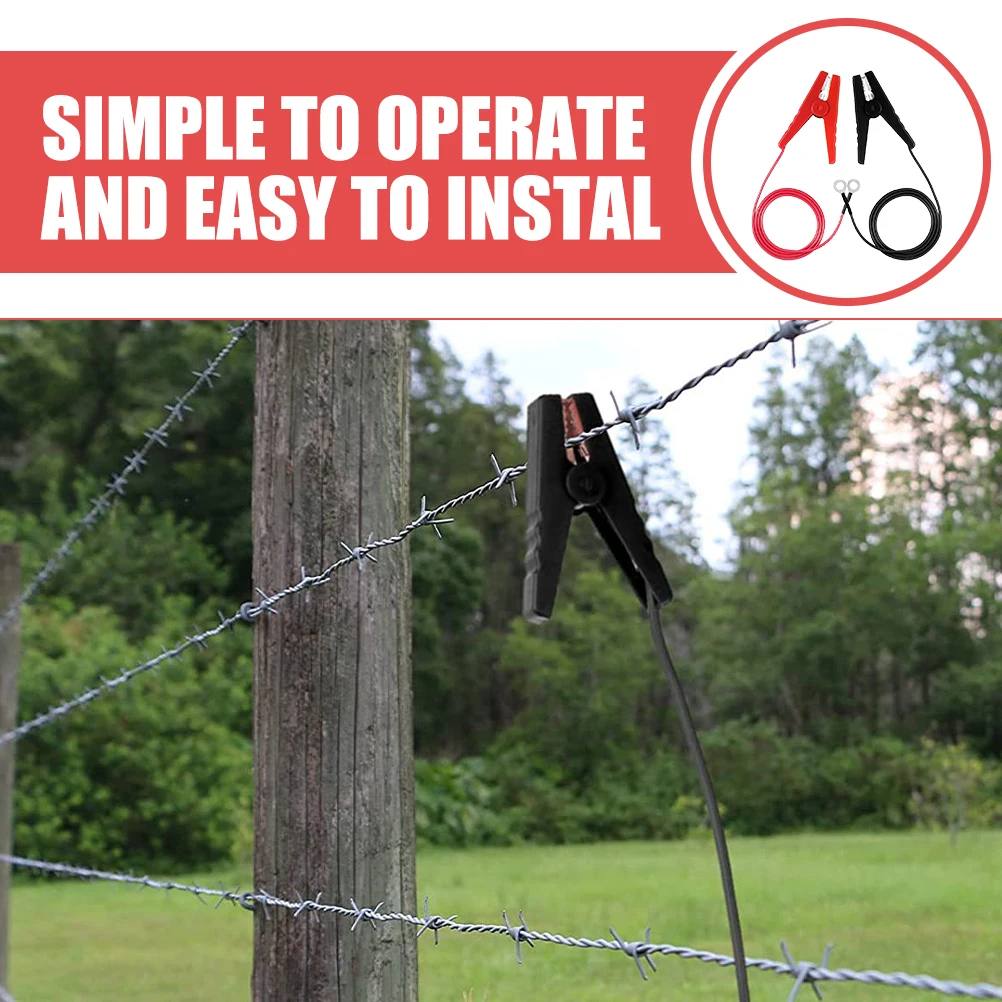 Cavo di collegamento per recinzione elettrica in rame per recinzione solare da 2 pezzi Cavo di collegamento per sistema di recinzione elettrica per fattoria rossa nera