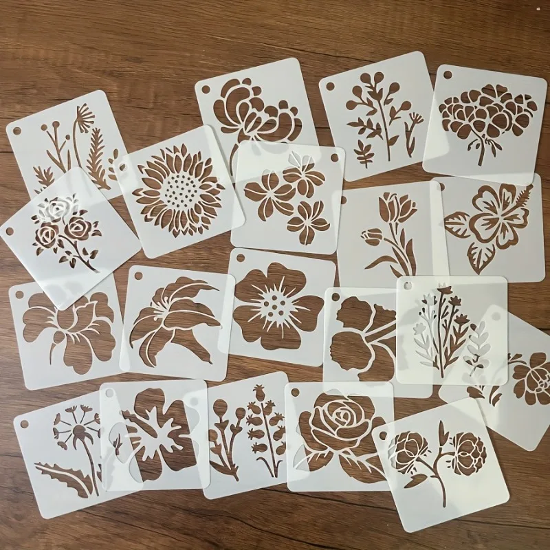 

20pcs/set Floral Plant Painting Templates Reusable DIY Stencils for Home Decor Multi-Purpose Craft DIY Art Tools