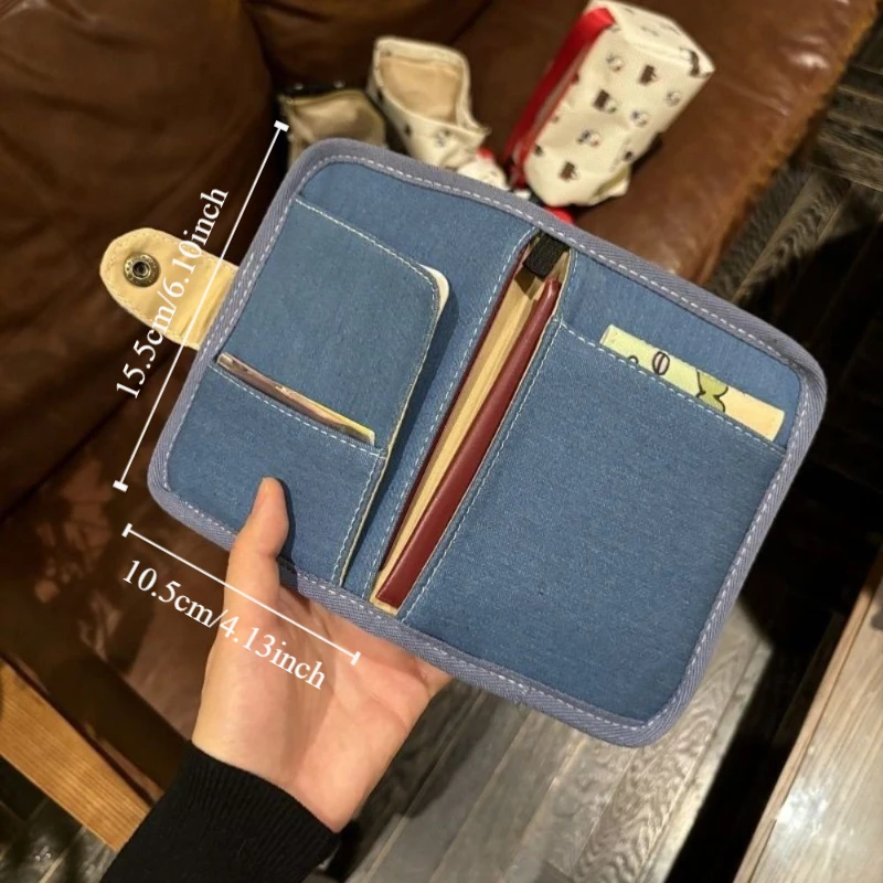 新しい旅行パスポートホルダーデニムフルーツかわいい旅行パスポート財布多機能デザイナーカードホルダートラベルアクセサリー