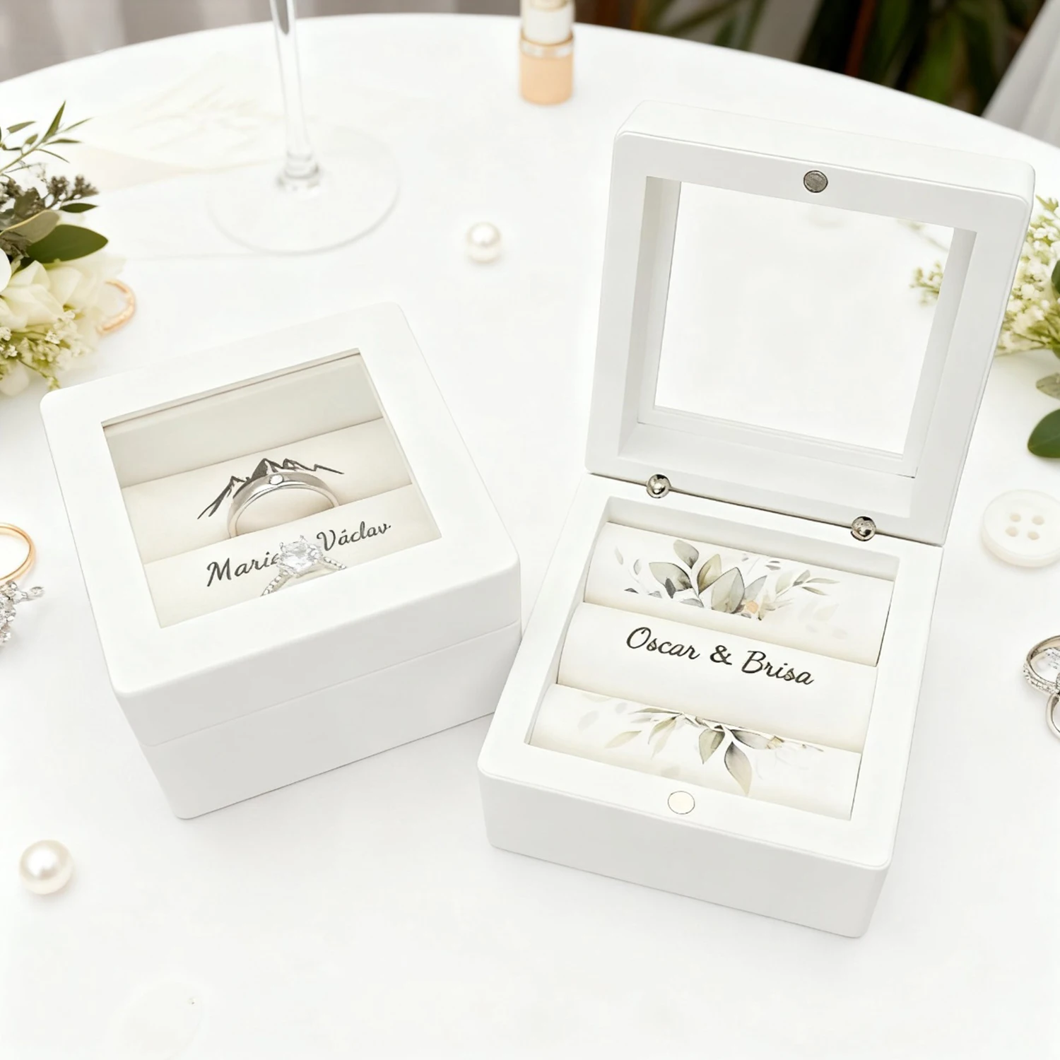 

Personalized Wedding Ring Box Custom Wedding Ceremony Ring Box Custom Name Ring box