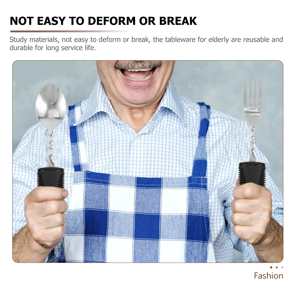 

2Sets Elderly Utensils Anti-Shaking Weighted Adaptive Tableware with Large Non-Slip Handle for Disabled Utensils for Adults