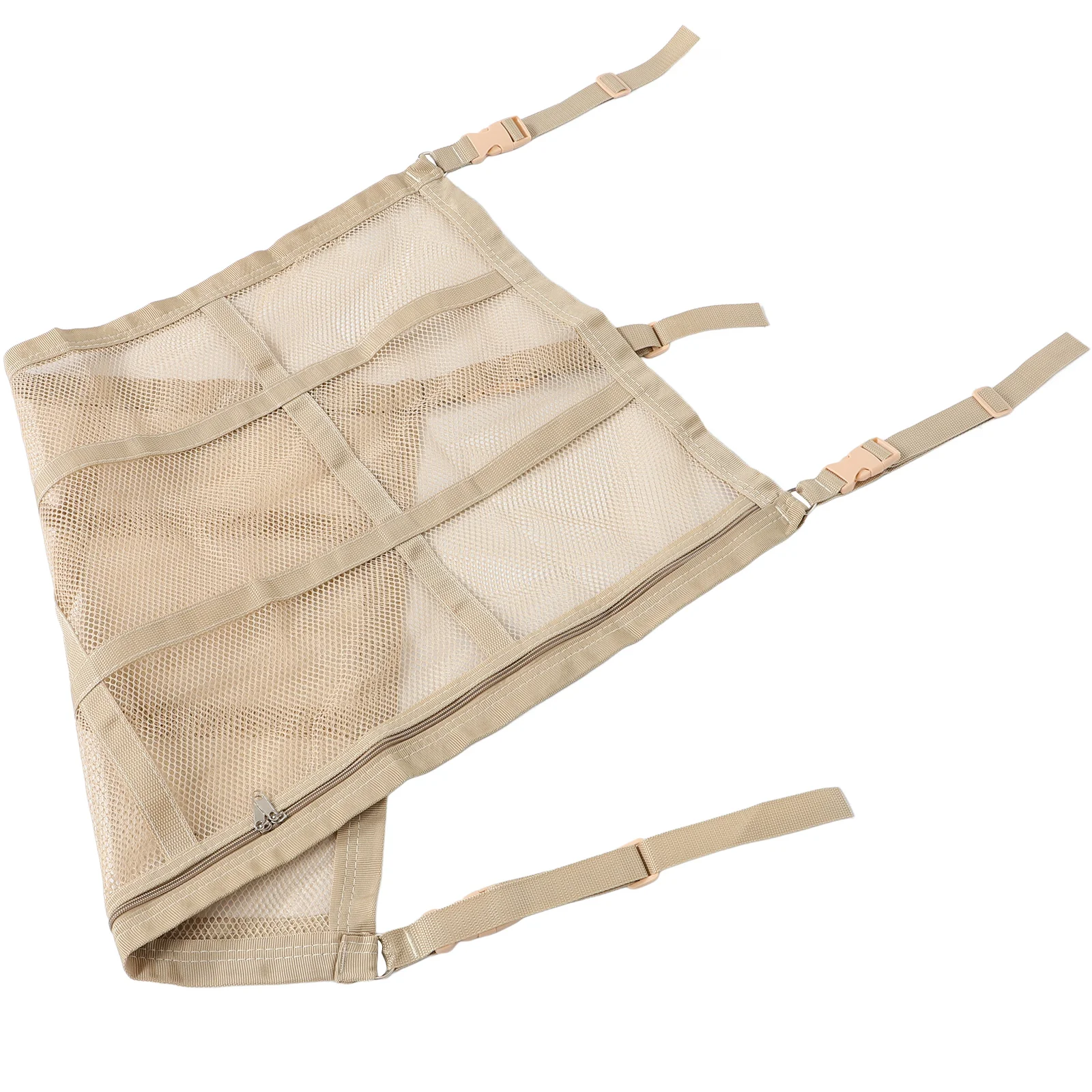 

Roof Storage Bag Beige Luggage Carrier Car Ceiling Cargo Net Camping Gear Large Size Zipper Mechanism Storage Solution Car