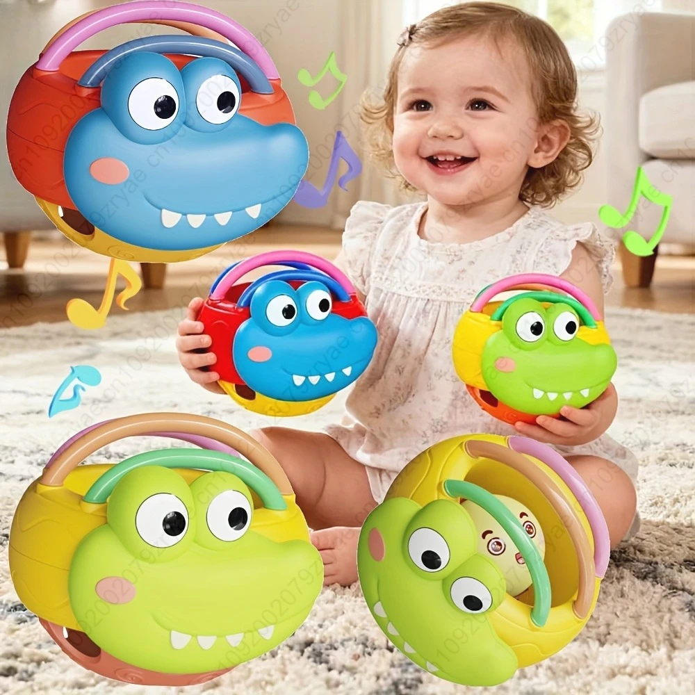 ลูกบอลจับไดโนเสาร์หลากสีสัน - วัสดุ ABS ปลอดภัยสำหรับเด็กเล็ก เสียงเขย่ามือ ของขวัญทนทานสำหรับอาบน้ำในวันเกิด วันคริสต์มาส