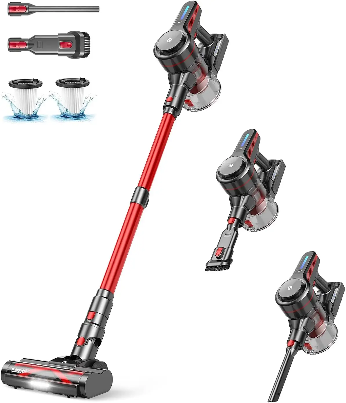 

Cordless Stick Vacuum with Powerful Suction, 45Min Runtime, Anti-Tangle Brush for Pet Hair on Hardwood Floors and Carpets