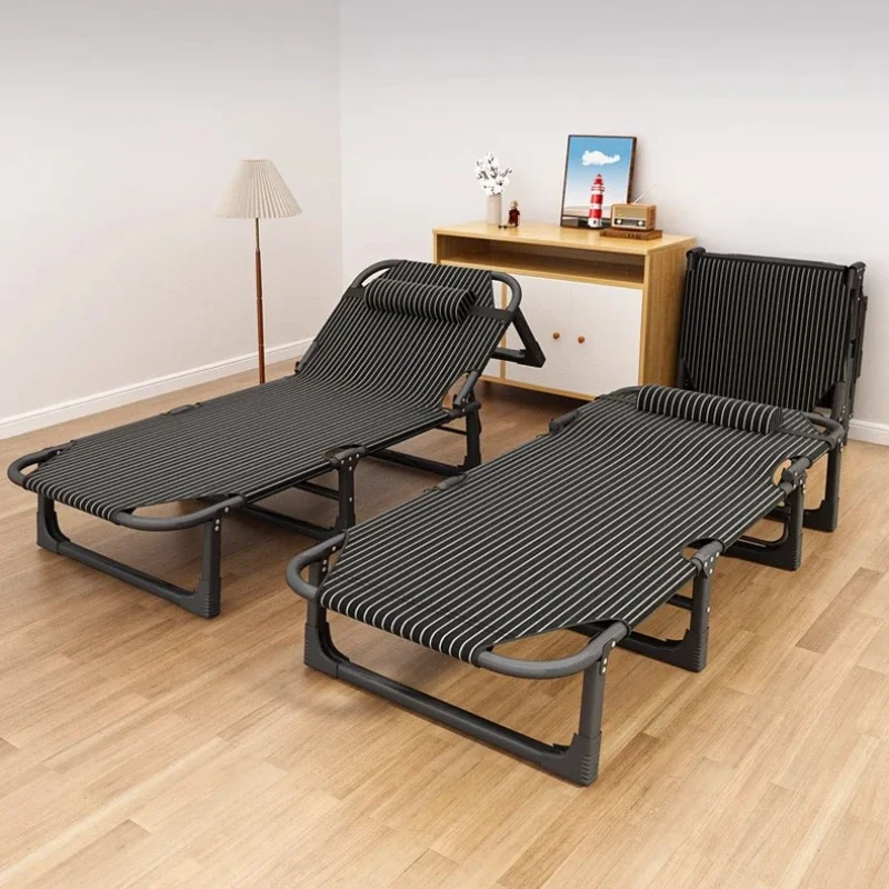 Folding bed single household simple lunch break office adult march outdoor small bed escort recliner sturdy and durable