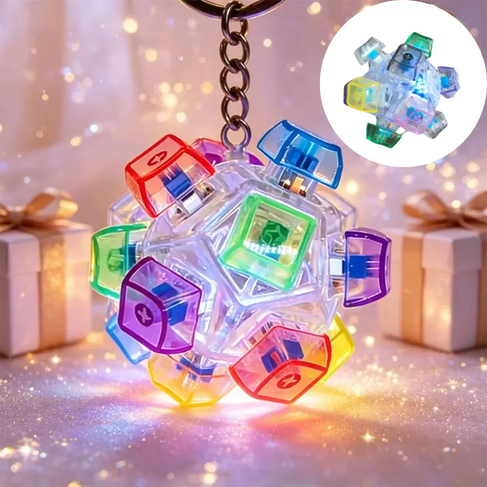 LED Light-Up Keychain Keyboard Clickable Button Fidget Toy for Stress Anxiety Relief Portable Desk Accessory OFF Decor Gift 딸깍이