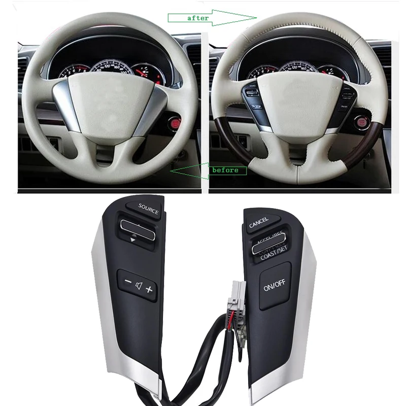 Cruise Control Buttons For Nissan Elgrand E52 2008-2012 Teana j32 Car Steering Wheel Audio Volume Music Control Switch Button