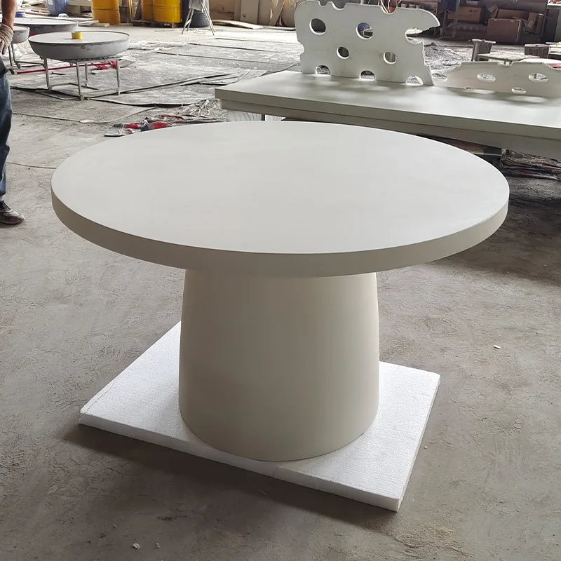 

Small coffee table martini small apartment cement coffee table, living room table wind cream gray round combination