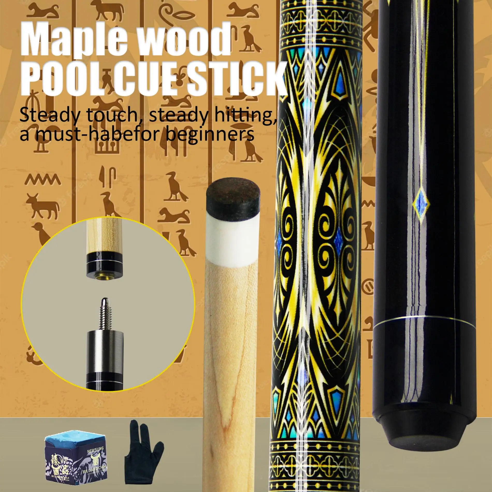

Cue Stick Pool 13mm Maple Billiard Cue, Dental Joint Utility zero torque putter for 9-Ball/3 Cushion, taco de billar