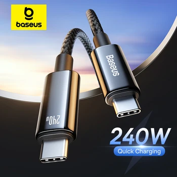 Baseus PD 240W süper hızlı şarj kabloları iPhone 15 için artı Promax TypeC Macbook iPad için USB tip C tel kablo 5A veri kablosu