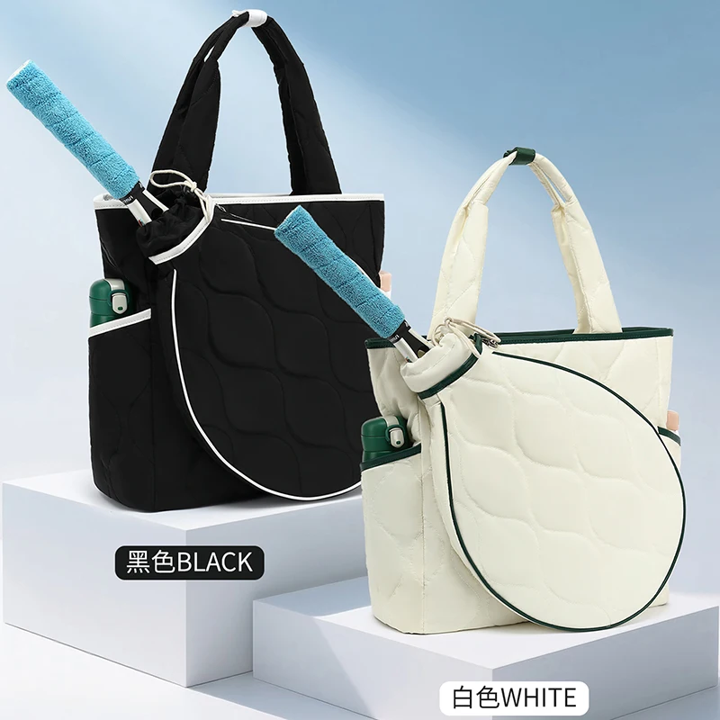 Women Tennis Racquet Tote Bag Large Capacity Nylon Badminton Squash Pickleball Padel Sport Bag Portable Tennis Handbag Accessory