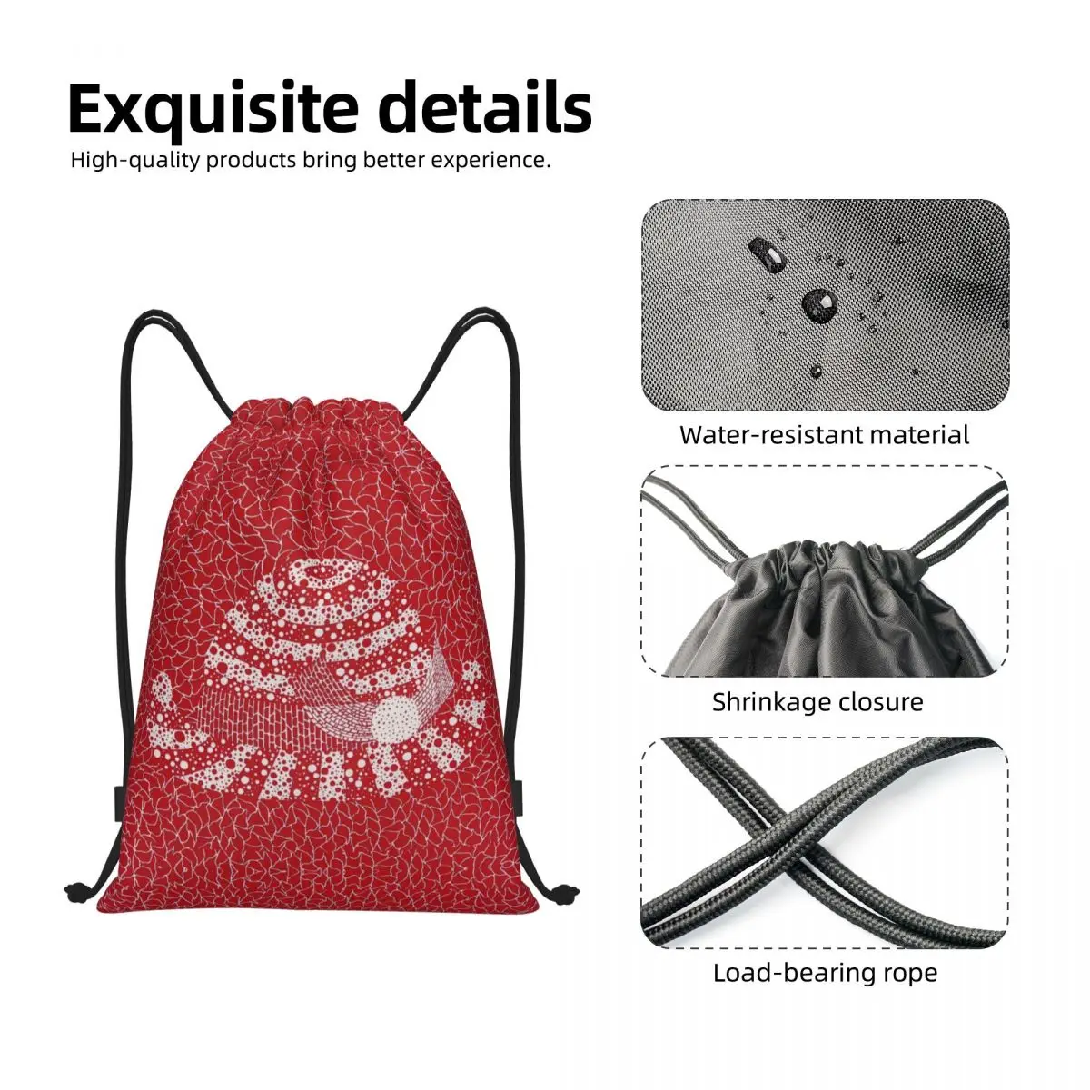 Yayoi Kusama Abstract Art Drawstring Backpack Women Men Sport Gym Sackpack Portable Shopping Bag Sack