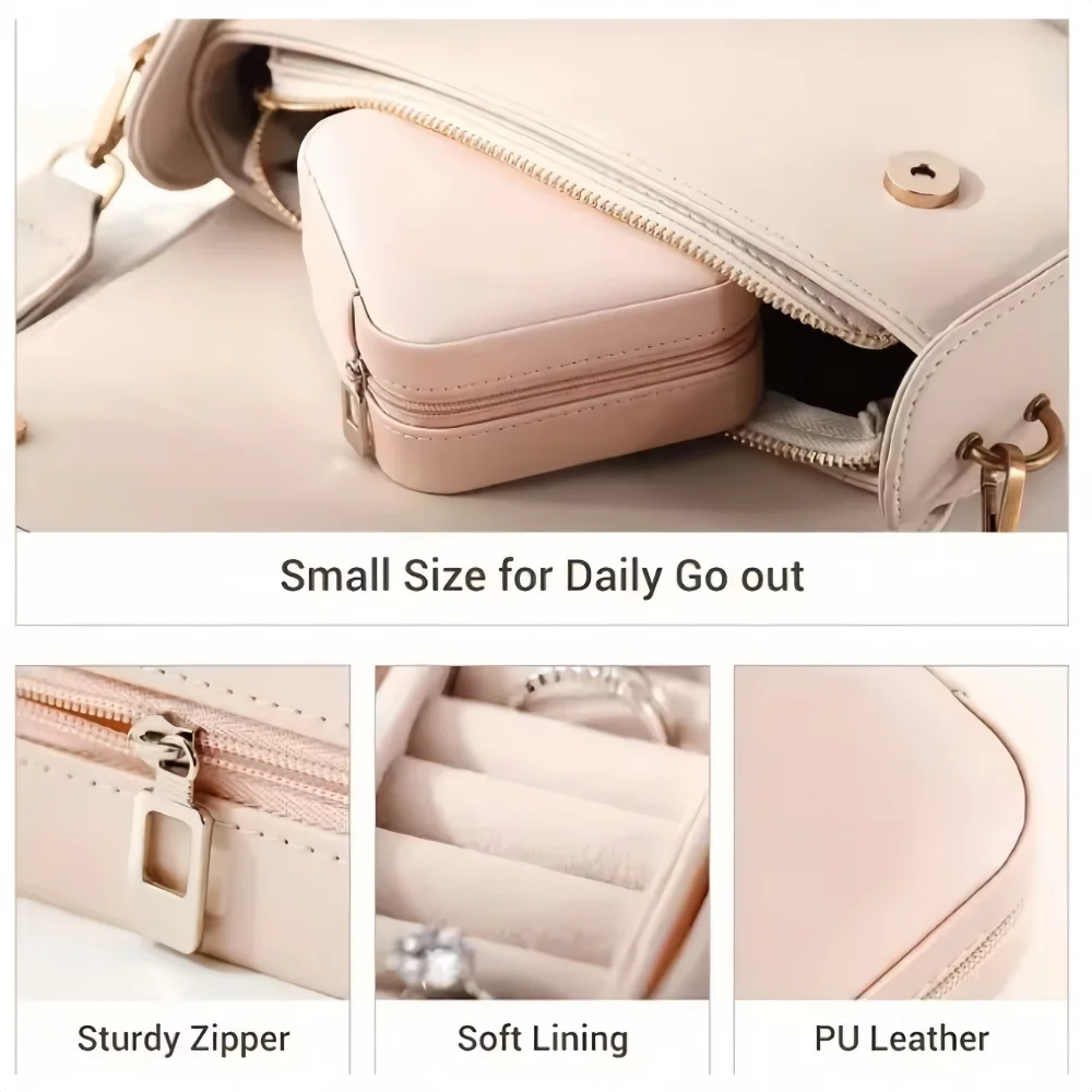 Mini Jewelry Storage Box Portable Home Travel Earrings Necklace Storage Case for Women Ring Organizer PU Leather Display Case