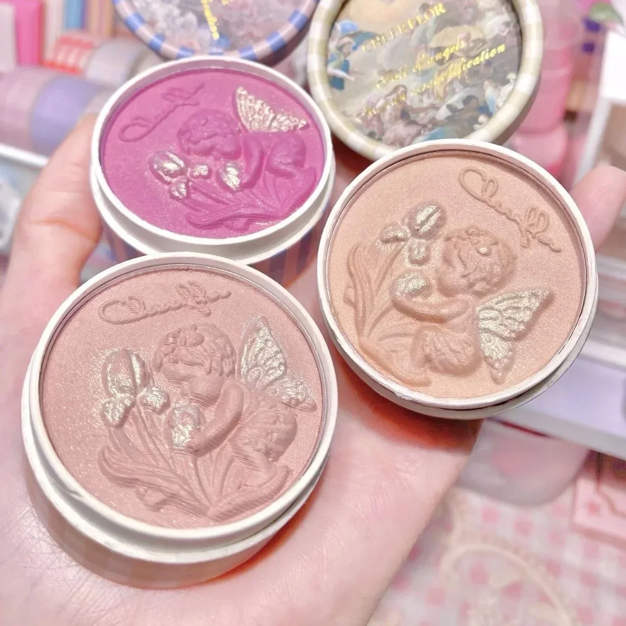 Colorrose Blush Maquillaje Angel Relief Paleta de colorete Polvo mineral mate Contorno y resaltar la cara para un acabado brillante o mate